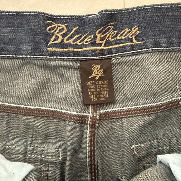Rare VTG Blue Gear BG Premium Distressed  Baggy Hip Hop Y2K Denim Jeans 40x32 - Picture 4 of 11